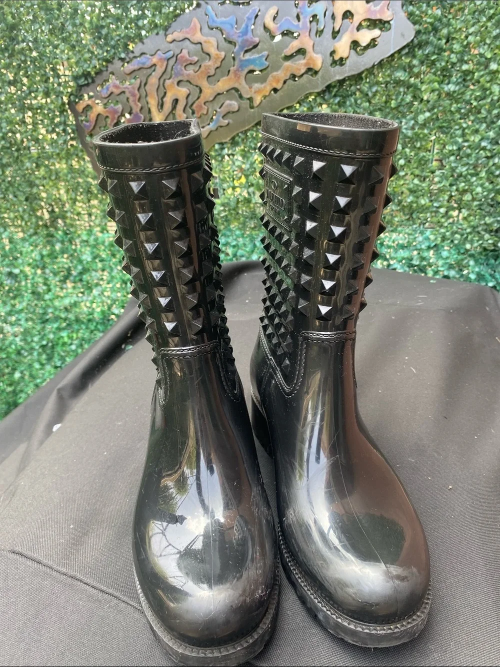 Valentino Garavani Black  Studded Rain Boots sz37/7